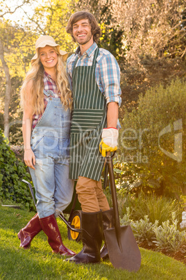 Smiling couple in the garden