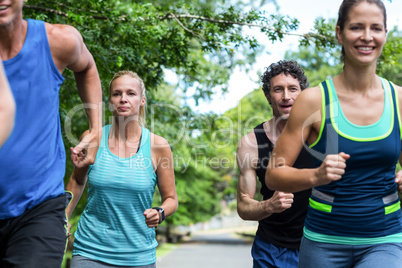 Marathon athletes running