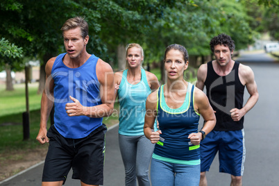 Marathon athletes running