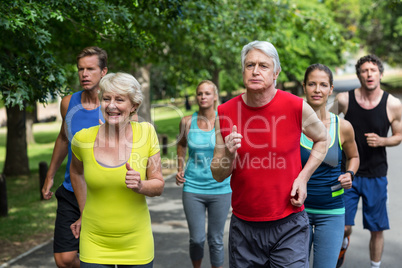 Marathon athletes running