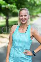 Sportswoman posing in front of the camera