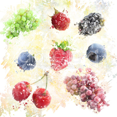 Watercolor Fruits Background
