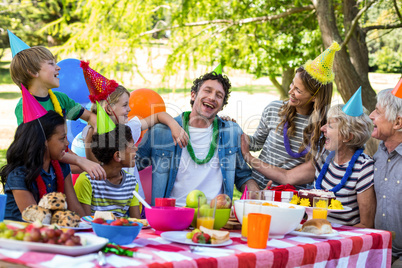 Happy family celebrating a birthday