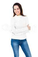 Smiling woman crossing arms