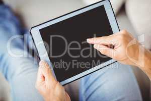 Man using digital tablet
