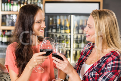 Women toasting with wine