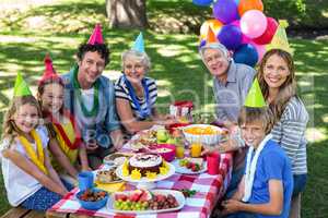 Happy family celebrating a birthday