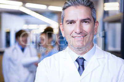 Close-up of doctor smiling in hospital