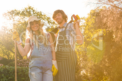Smiling couple in the garden