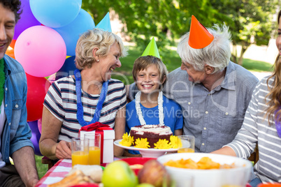 Happy family celebrating a birthday