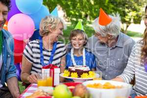 Happy family celebrating a birthday