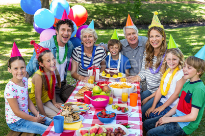 Happy family celebrating a birthday