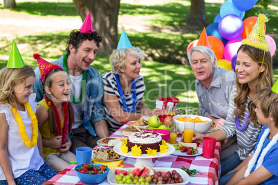 Happy family celebrating a birthday