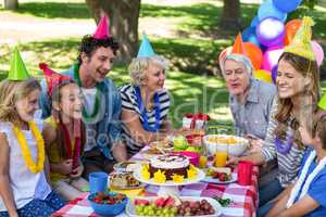 Happy family celebrating a birthday