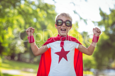 Little boy dressed as superman