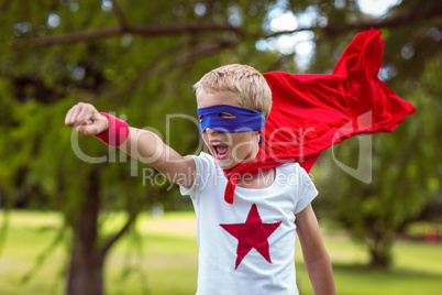 Little boy dressed as superman