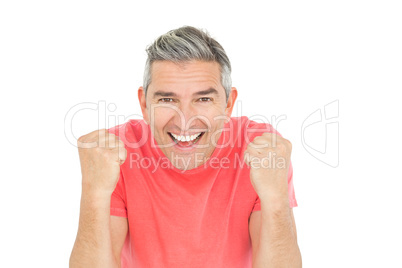 Excited man showing his happiness