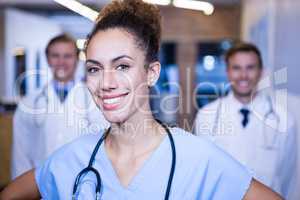 Portrait of female doctor smiling in hospital