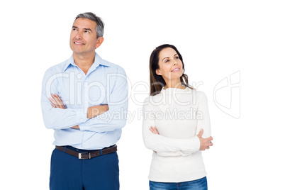 Relaxed couple looking at different ways