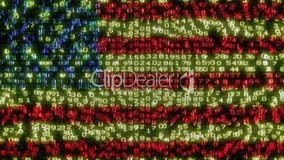 Cyber USA Flag - Digital Data Code Matrix