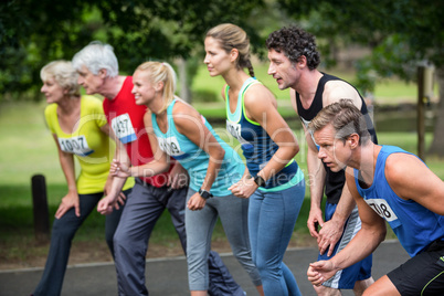 Marathon athletes on the starting line