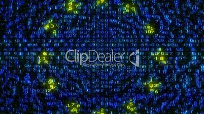 Cyber EU Flag - Digital Data Code Matrix