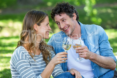 Couple drinking white wine