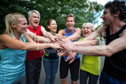 Marathon athlete making motivation gesture