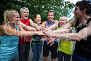 Marathon athlete making motivation gesture