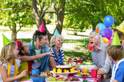 Happy family celebrating a birthday