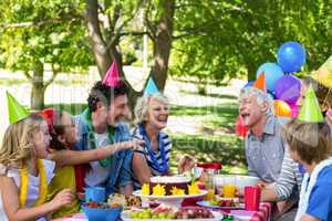 Happy family celebrating a birthday