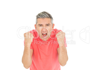 Angry man shouting in front of the camera