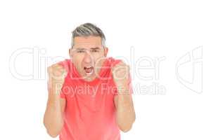 Angry man shouting in front of the camera