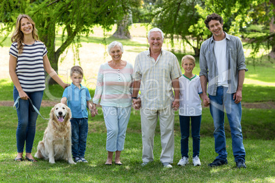 Family with dog in the park