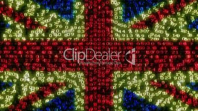 Cyber UK Flag - Digital Data Code Matrix