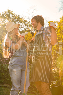 Smiling couple in the garden