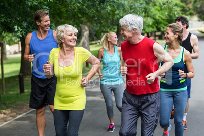 Marathon athletes running