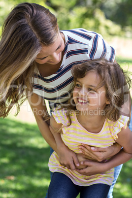 Mother and daughter playing