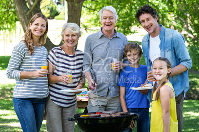 Family having a barbecue