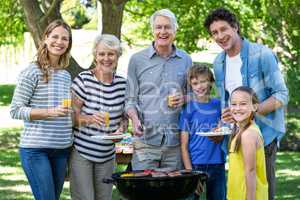 Family having a barbecue