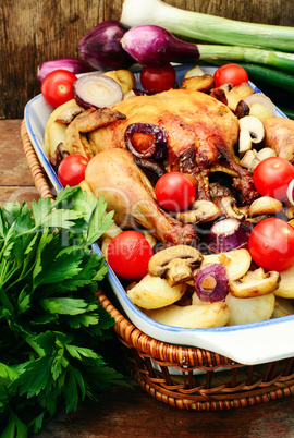 Chicken with potatoes and vegetables