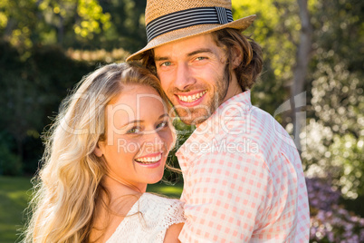 Rear view of a couple embracing