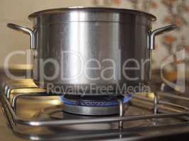 Saucepan on gas cooker