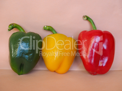 Yellow Green and Red Peppers vegetables