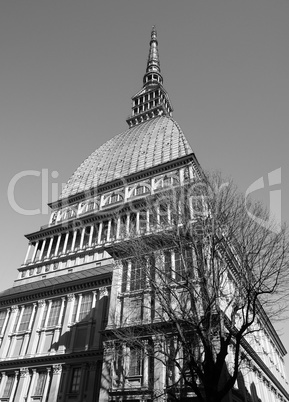 Mole Antonelliana in Turin in black_and_white