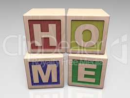 HOME written with wooden blocks