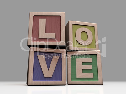 LOVE written with wooden blocks