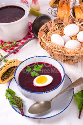 beet green soup with egg