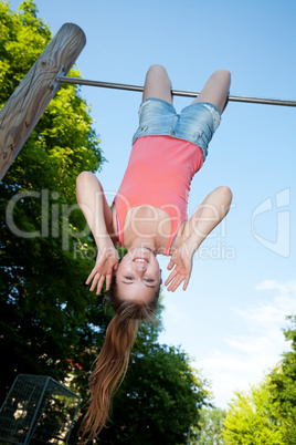 teen hanging upside down