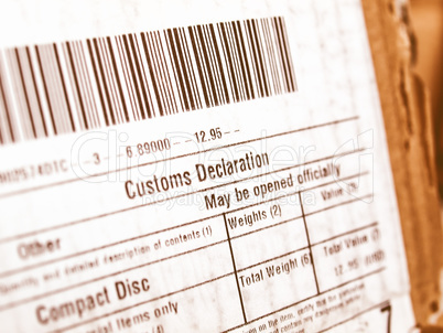 Customs declaration vintage